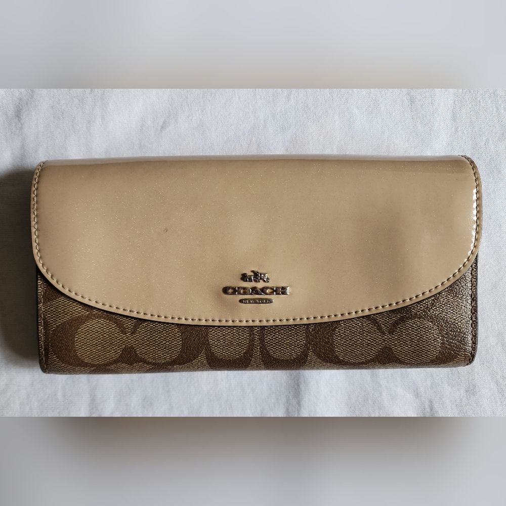 Authentic Coach Tan and Brown Monogram Wallet
